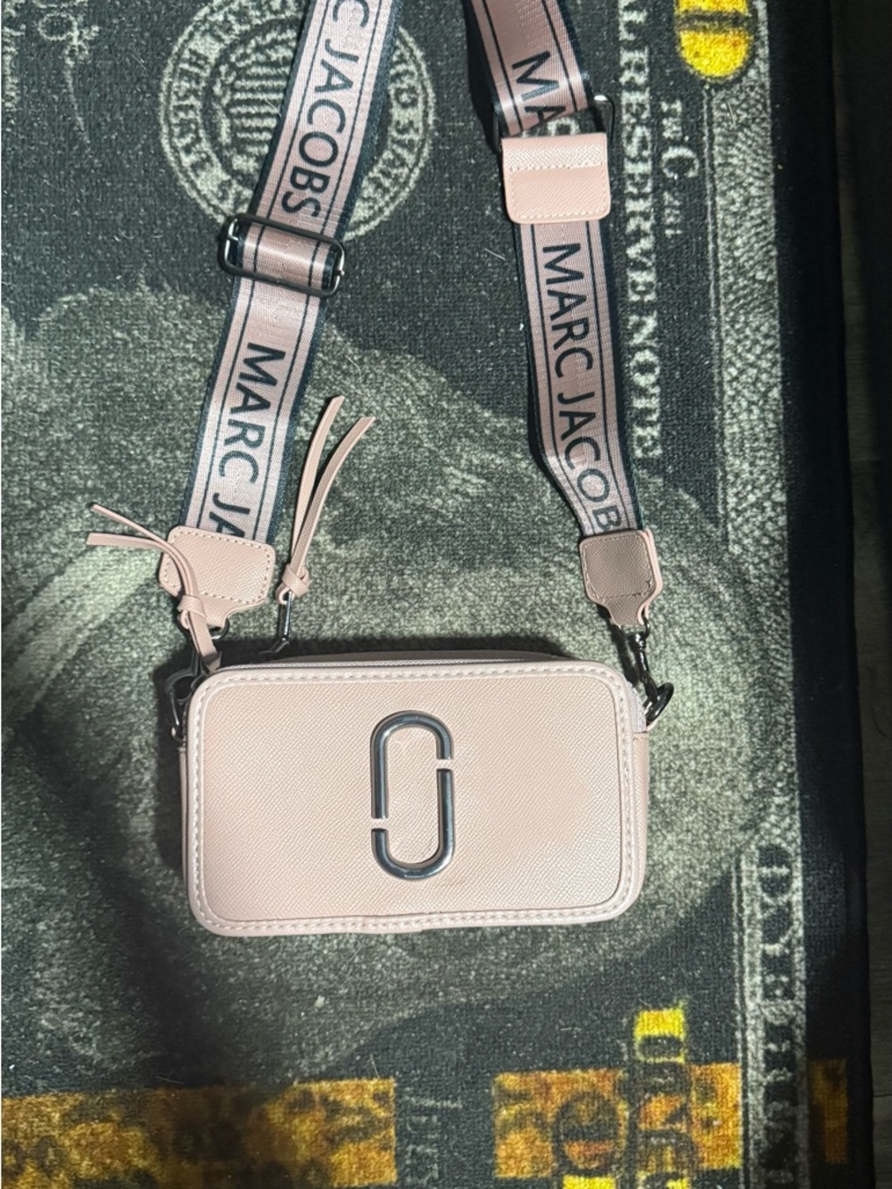 Marc Jacobs Pale Pink Crossbody Camera Bag with Branded Strap